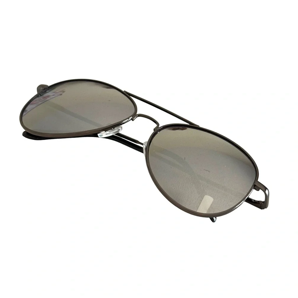 Silver Aviator Sunglasses Reflective Lenses Metal Frame Unisex Classic GUC